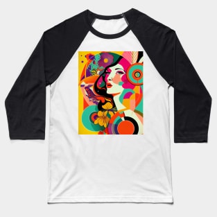 Abstract pop art style woman portrait Baseball T-Shirt